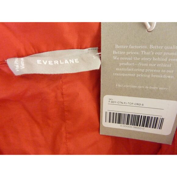NWT Everlane Cotton PJ Top in Orange S Long Sleeve Button Down - Picture 6 of 7
